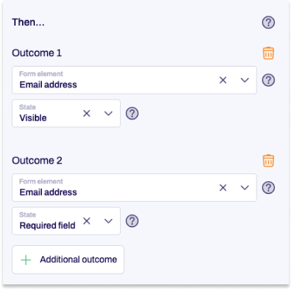A conditon with a selected outcome is shown.