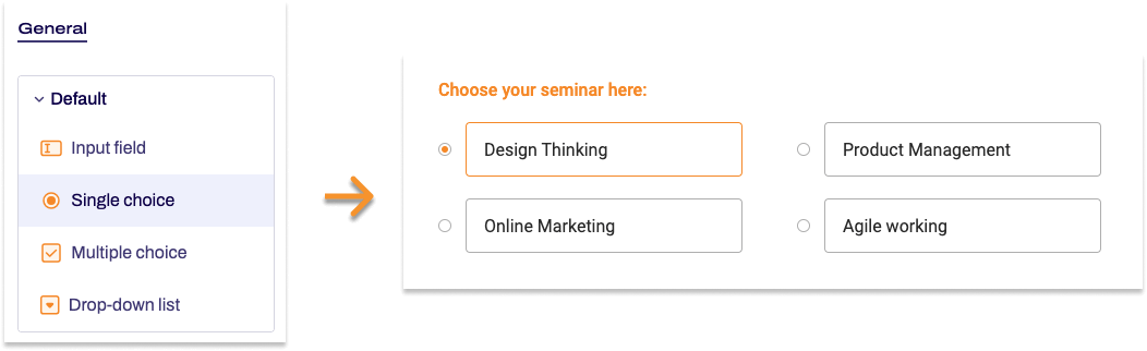 A single choice form element is shown.