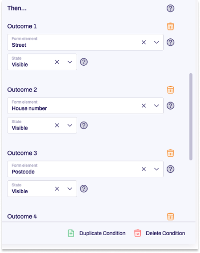 A condition with various outcomes is shown.