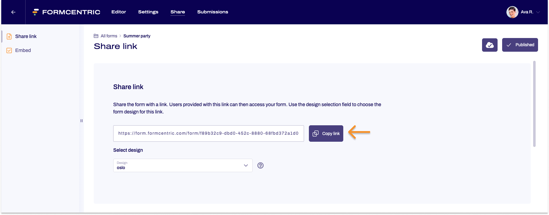 The Link area is shown.